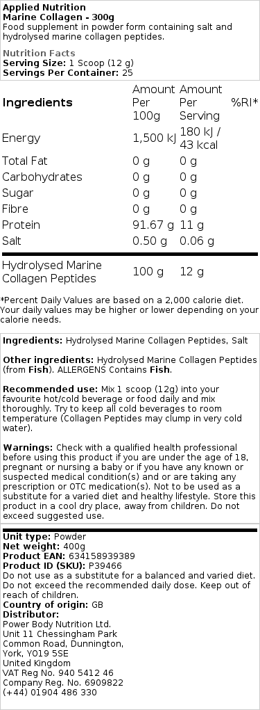 Applied Nutrition - Marine Collagen - 300g - Image 2