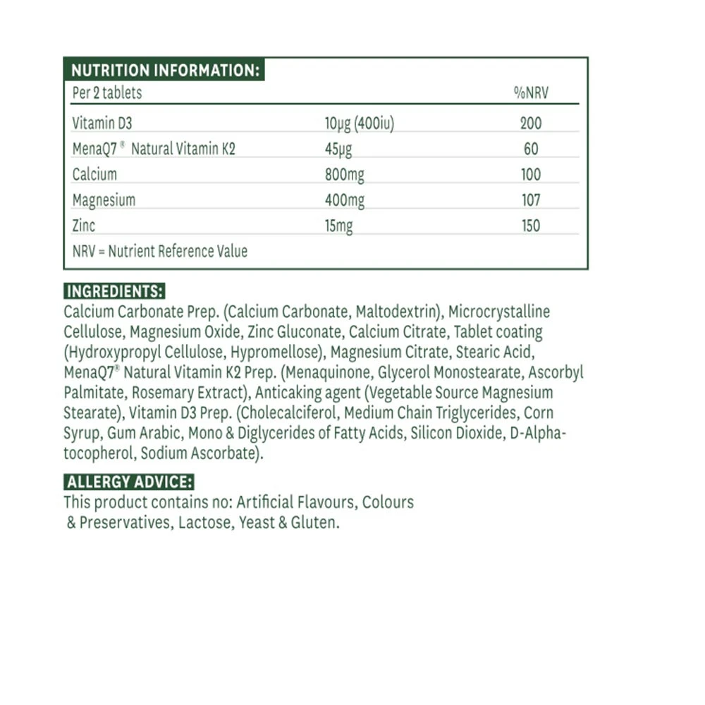 Natures Aid - Osteo Advance Bone Support Formula - 60 Tablets - Image 2