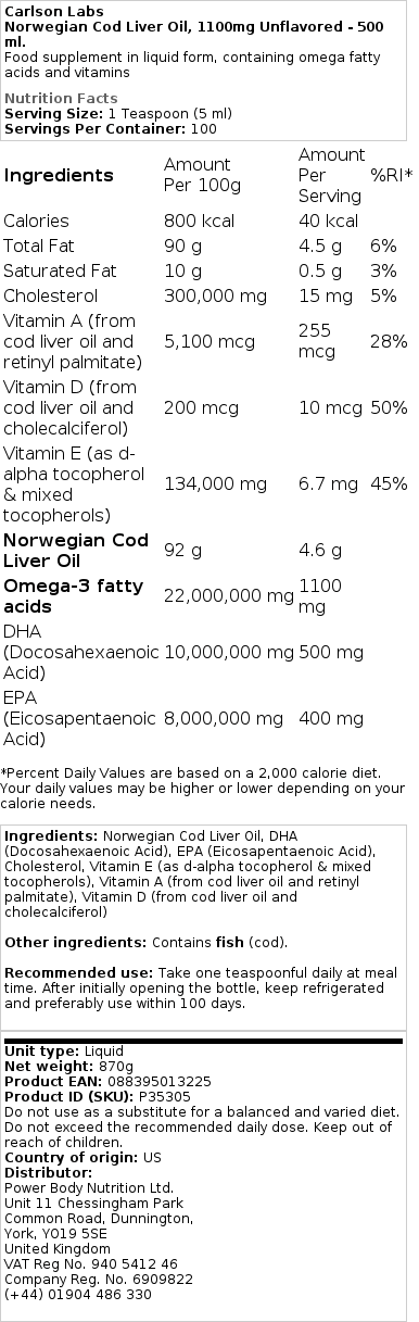 1100mg uden smag - 500 ml.
