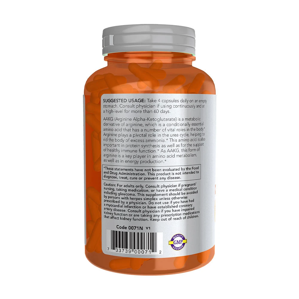 NOW Foods - AAKG 2200 - 180 Veg Capsules - Image 3
