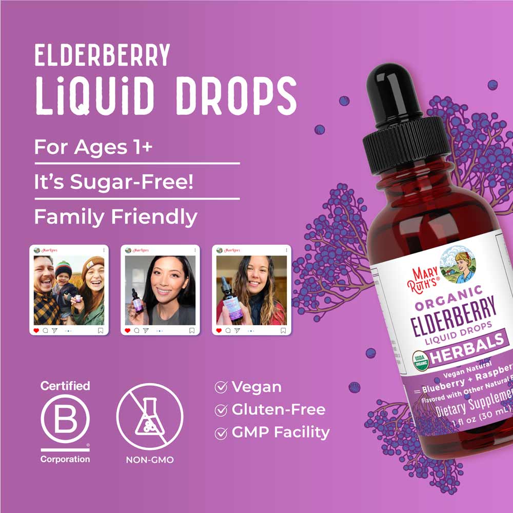 MaryRuth Organics - Organic Elderberry, Blueberry, and Raspberry Liquid Drops - 30 ml - Image 5