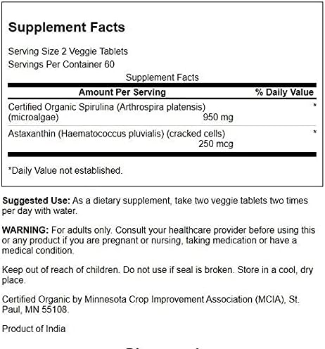 Swanson - Spirulina & Astaxanthin - 120 Veggie Tablets - Image 3
