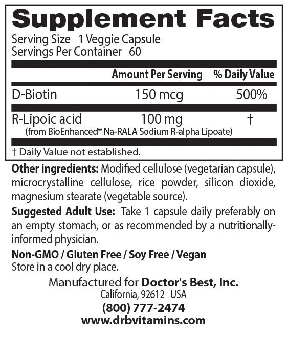Doctor's Best - Stabilized R-Lipoic Acid with Na-RALA, 100 mg - 60 Veggie Caps - Image 5