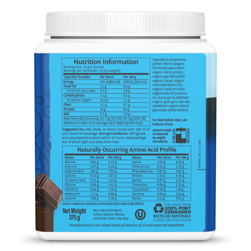 Sunwarrior - Organic Chocolate Protein Blend - 375g - Image 4