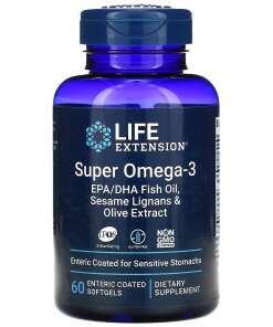 Super Omega-3 EPA/DHA with Sesame Lignans & Olive Extract - 60 enteric coated softgels