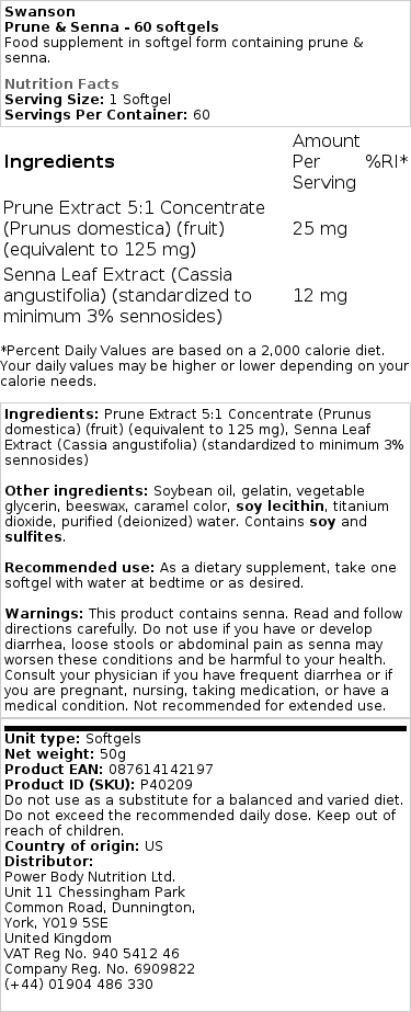 Swanson - Prune & Senna - 60 Softgels - Image 2
