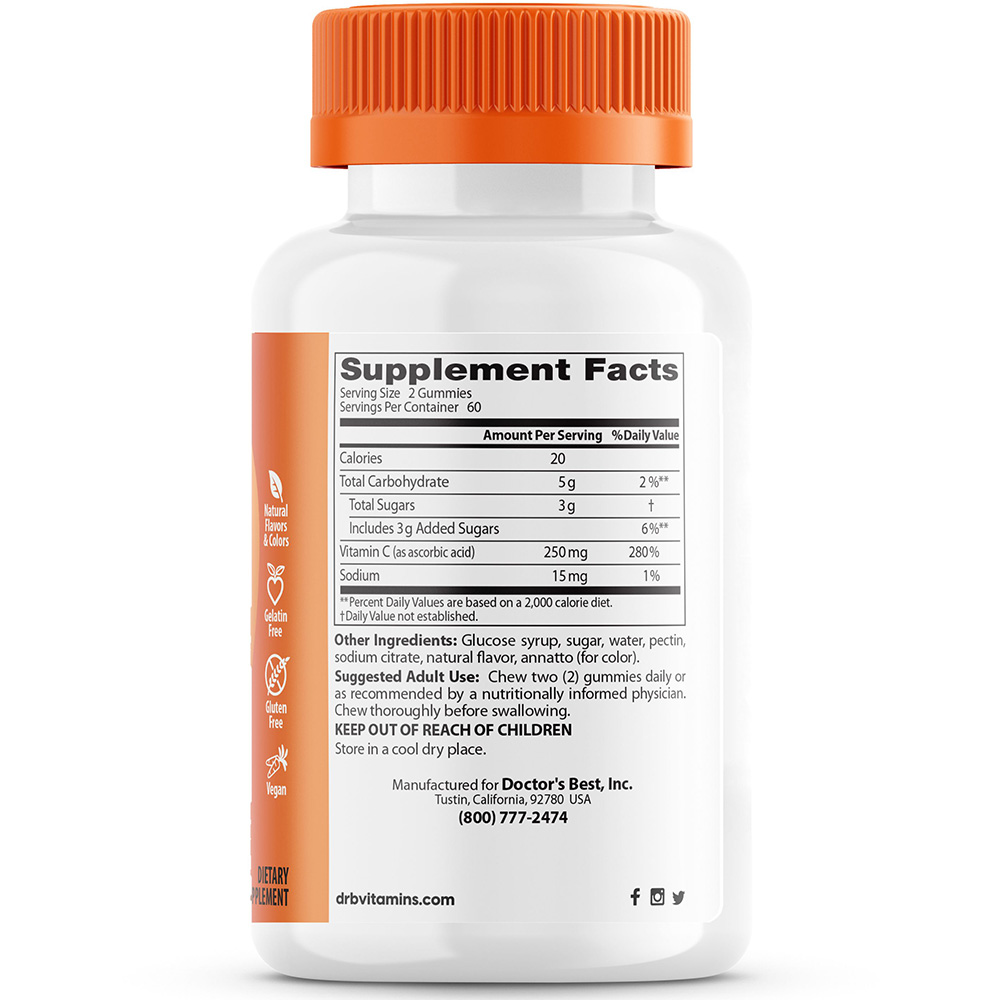 Doctor's Best - Vitamin C, Orange Bliss - 250 mg, 120 Gummies - Image 3