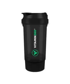 Vitamin360 Wave Shaker (500 ml + 150 ml) (Black)