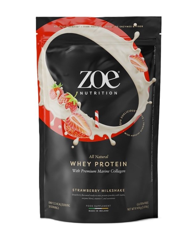 Zoe Nutrition - Whey Protein With Premium Marine Collagen, Strawberry Milkshake Flavor - 454G-image