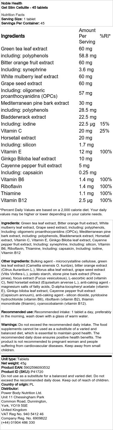 Noble Health - Get Slim Cellulite - 45 Tablets - Image 2