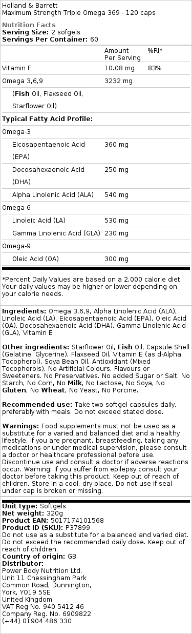Holland & Barrett - Maximum Strength Triple Omega 369 - 120 Capsules - Image 3