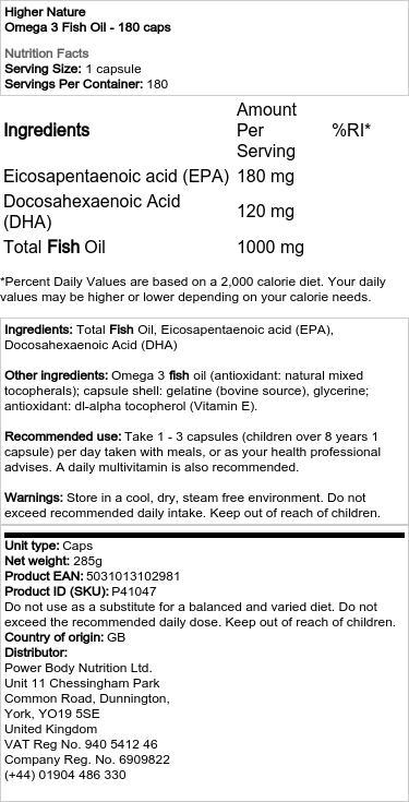 Higher Nature - Omega 3 Fish Oil - Size - Image 2