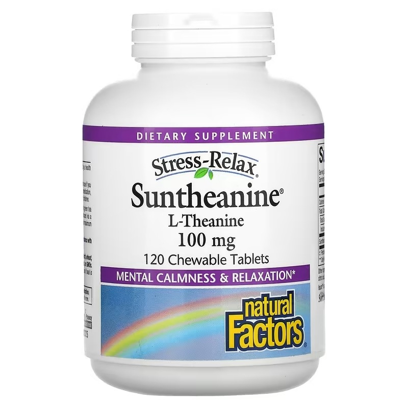 Natural Factors - Stress-Relax Suntheanine L-Theanine Chewable Tablets - 100mg, 60 Count - Image 2