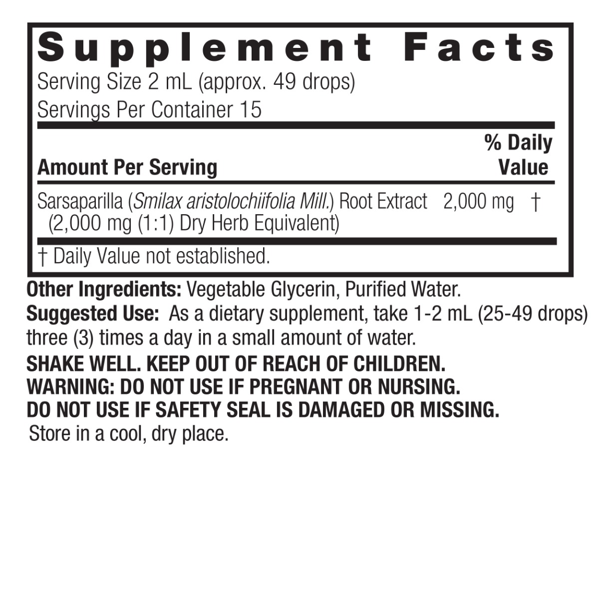 Nature's Answer - Alcohol-Free Sarsaparilla Root Extract - 30ml - Image 4