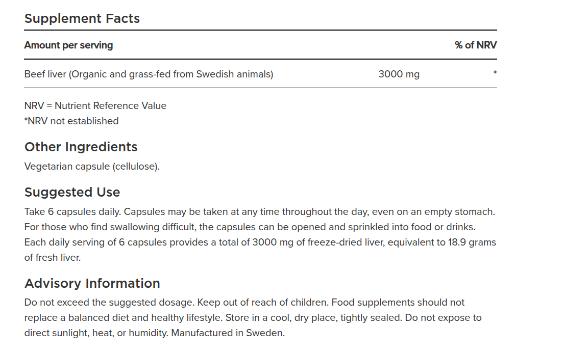 Nordic Kings - 100% Grass-Fed Organic Beef Liver - 180 Capsules - Image 2