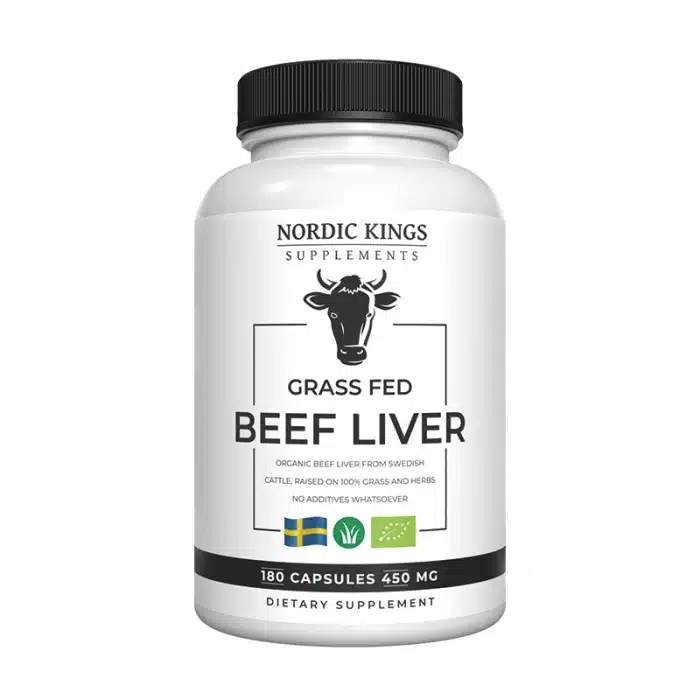 Nordic Kings 100% Grass-Fed Organic Beef Liver – 180 Capsules