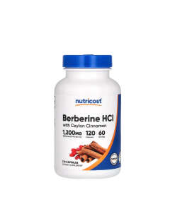 Nutricost Berberine HCl With Ceylon Cinnamon (120 Capsules)