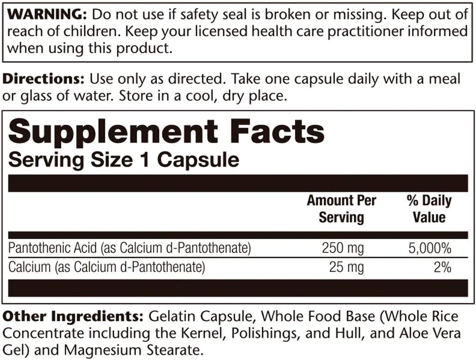 Solaray - Pantothenic Acid - 250mg, 100 Capsules - Image 3