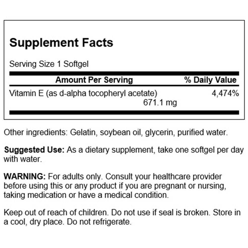 Swanson - Vitamin E 1000 IU - 250 Capsules - Image 3