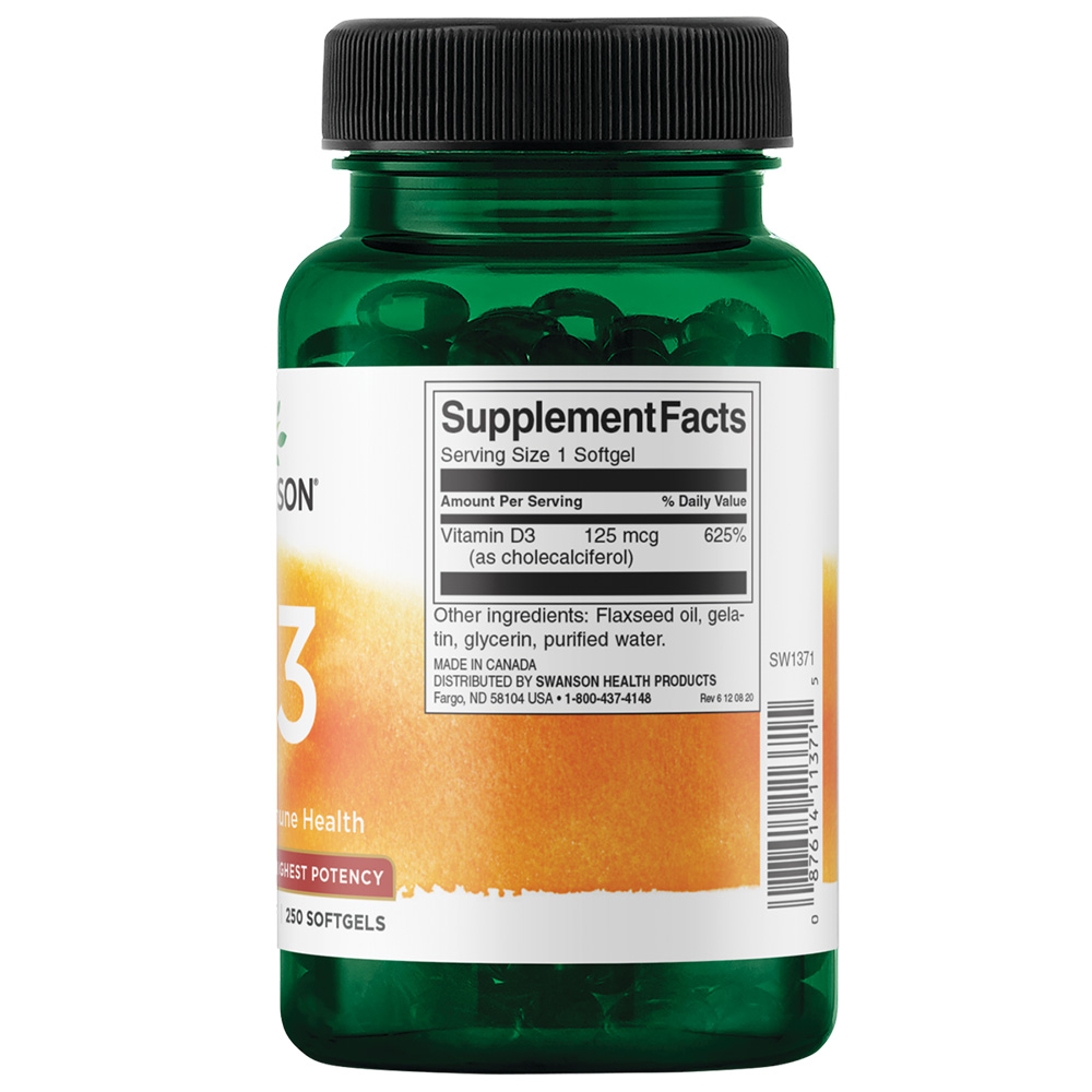 Swanson - Vitamin D3 - 250 Softgels - Image 5